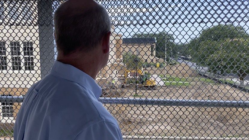 Assistant Superintendent Eddie Anderson looks out over the construction.