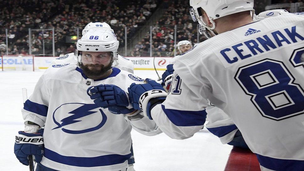 Tampa Bay's Nikita Kucherov tied the game early in the second period on Thursday night.