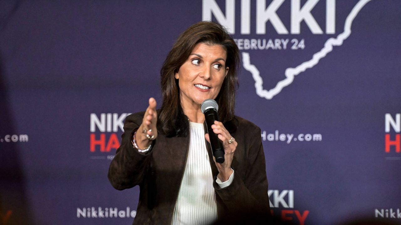 Republican presidential candidate former U.N. Ambassador Nikki Haley speaks at a campaign event in Spartanburg, S.C., Monday, Feb. 5, 2024. (AP Photo/Matt Kelley, File)