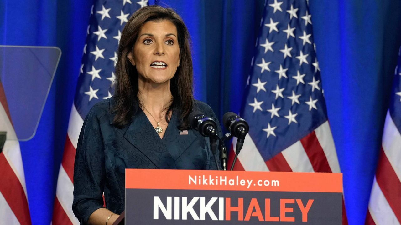 Republican presidential candidate and former U.N. Ambassador Nikki Haley gives a speech on the state of her campaign on Tuesday, Feb. 20, 2024, in Greenville, S.C.