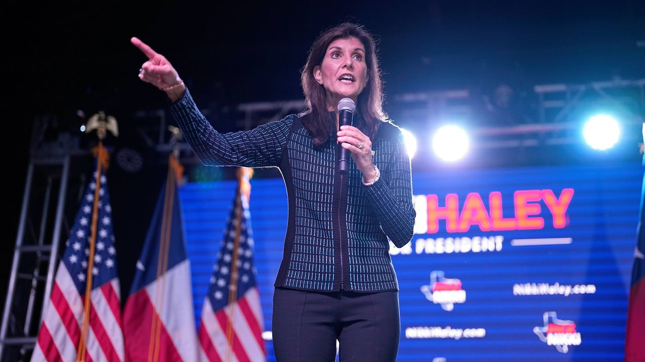 Republican presidential candidate former U.N. Ambassador Nikki Haley speaks at a campaign event in Spring, Texas, Monday, March 4, 2024. (AP Photo/David J. Phillip)
