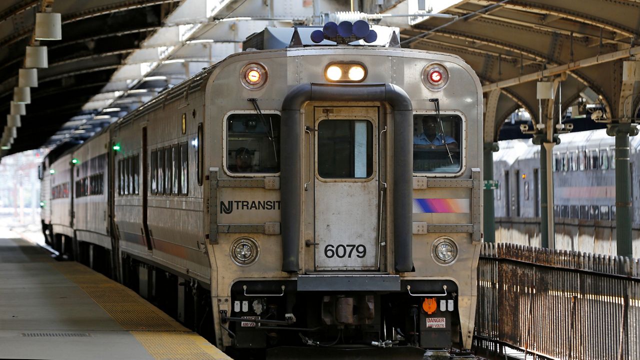 An New Jersey Transit train is pictured.