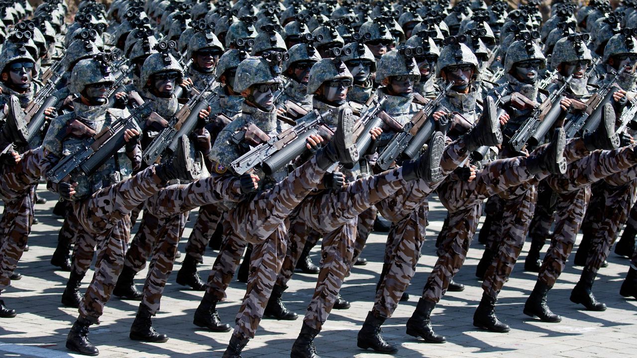 Soldiers march in a parade for the 70th anniversary of North Korea's founding day in Pyongyang, North Korea, on Sept. 9, 2018. (AP Photo/Ng Han Guan, File)