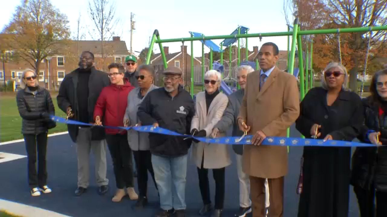 The city of Rochester cut the ribbon on the finished renovations at Norton Village Park playground on Monday. (Spectrum News 1)