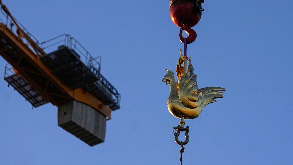 Notre Dame Cathedral gets new golden rooster weathervane