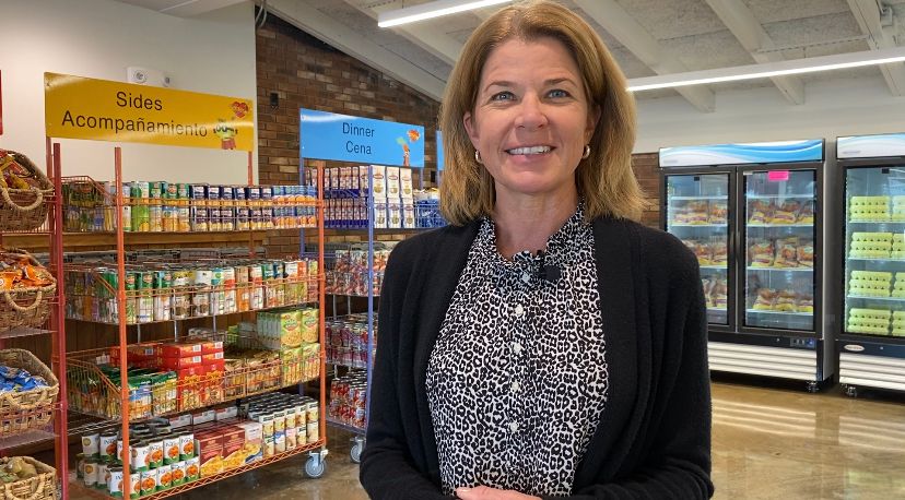 Nourish NC's Heather Sellgren stands in their Market on Market. (Natalie Mooney/Spectrum News 1)