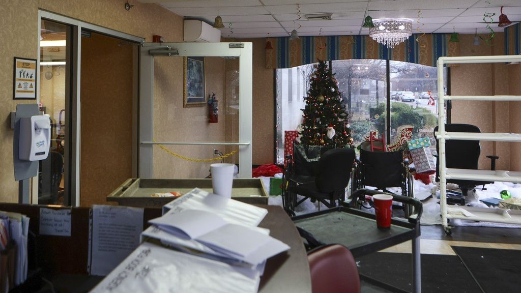 A room is left empty on the fourth floor at Northview Village Nursing Home in St. Louis on Saturday, Dec. 16, 2023. The living facility closed suddenly, much to the outrage of employees, volunteers and relatives of residents who returned to find their belongings and information of the whereabouts of loved ones. (Vanessa Abbitt/St. Louis Post-Dispatch via AP)