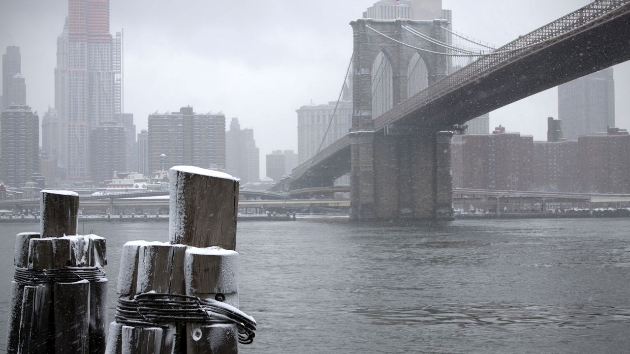 Snow Brooklyn Bridge