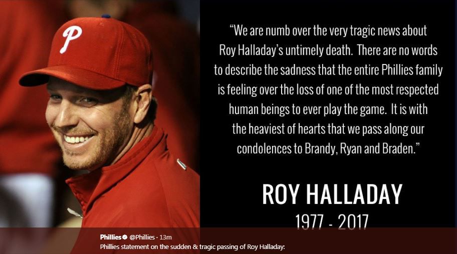 Retired MLB Star Roy Halladay Dead at 40 in Plane Crash