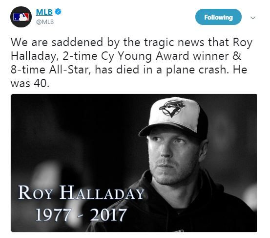 Former MLB Star Roy Halladay Dies in Plane Crash at Age 40