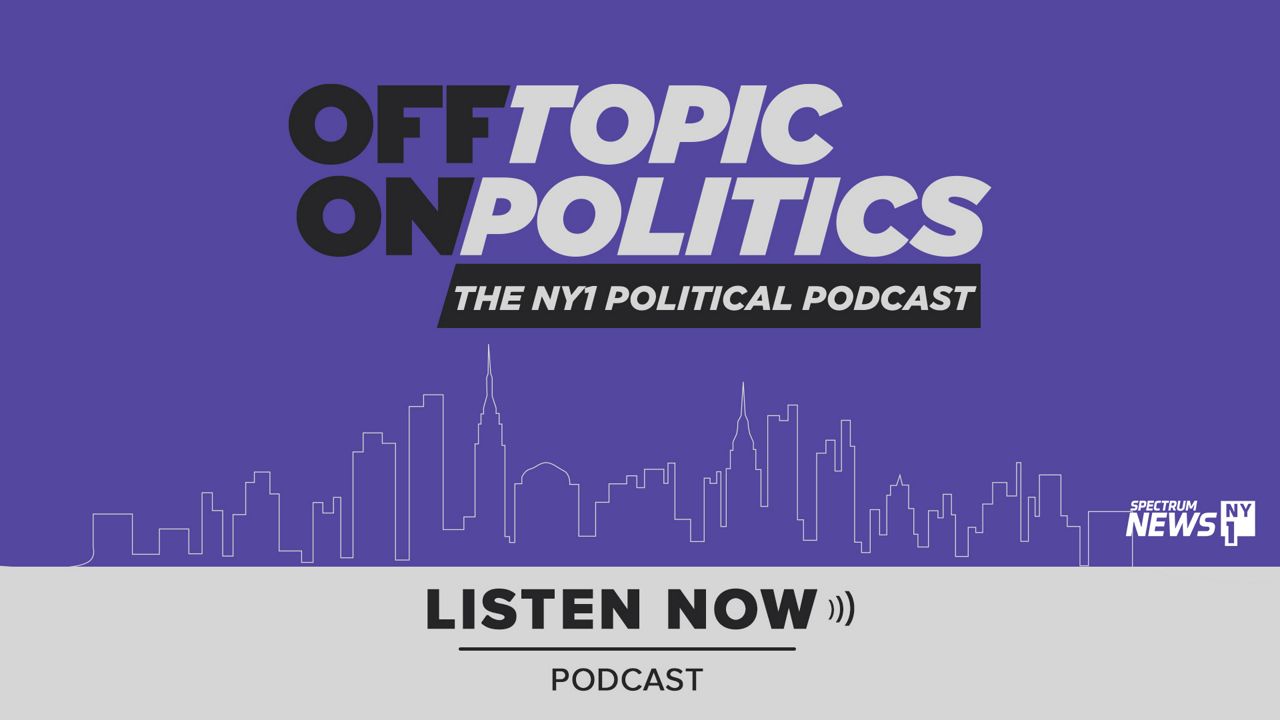 "Off Topic/On Politics" podcast logo.