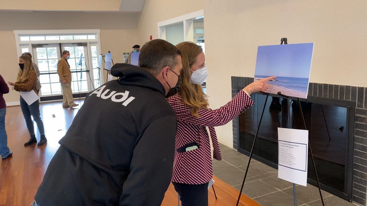 The Southeast Wind Coalition created images to show what an offshore wind farm would look like from North Carolina beaches south of Wilmington.