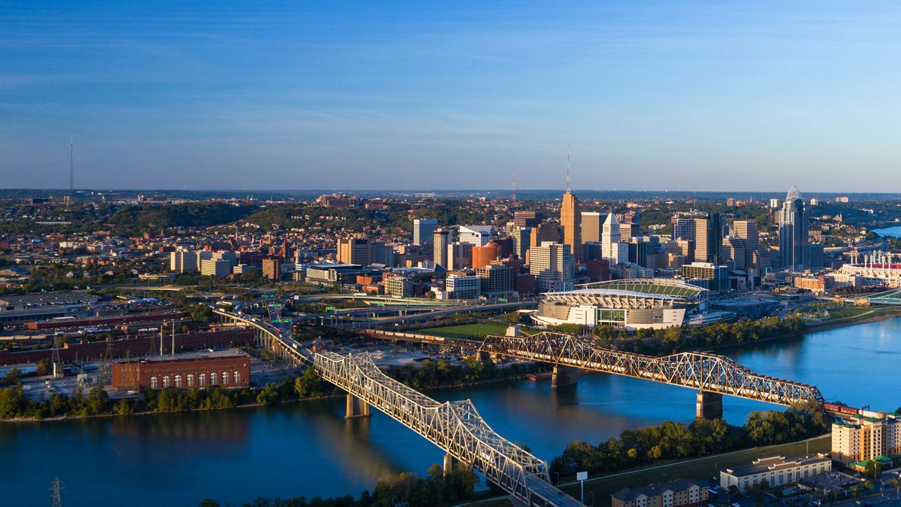 The skyline of downtown Cincinnati.