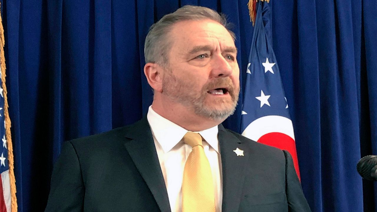 Ohio Attorney General Dave Yost speaks in Columbus, Ohio, on Feb. 20, 2020.