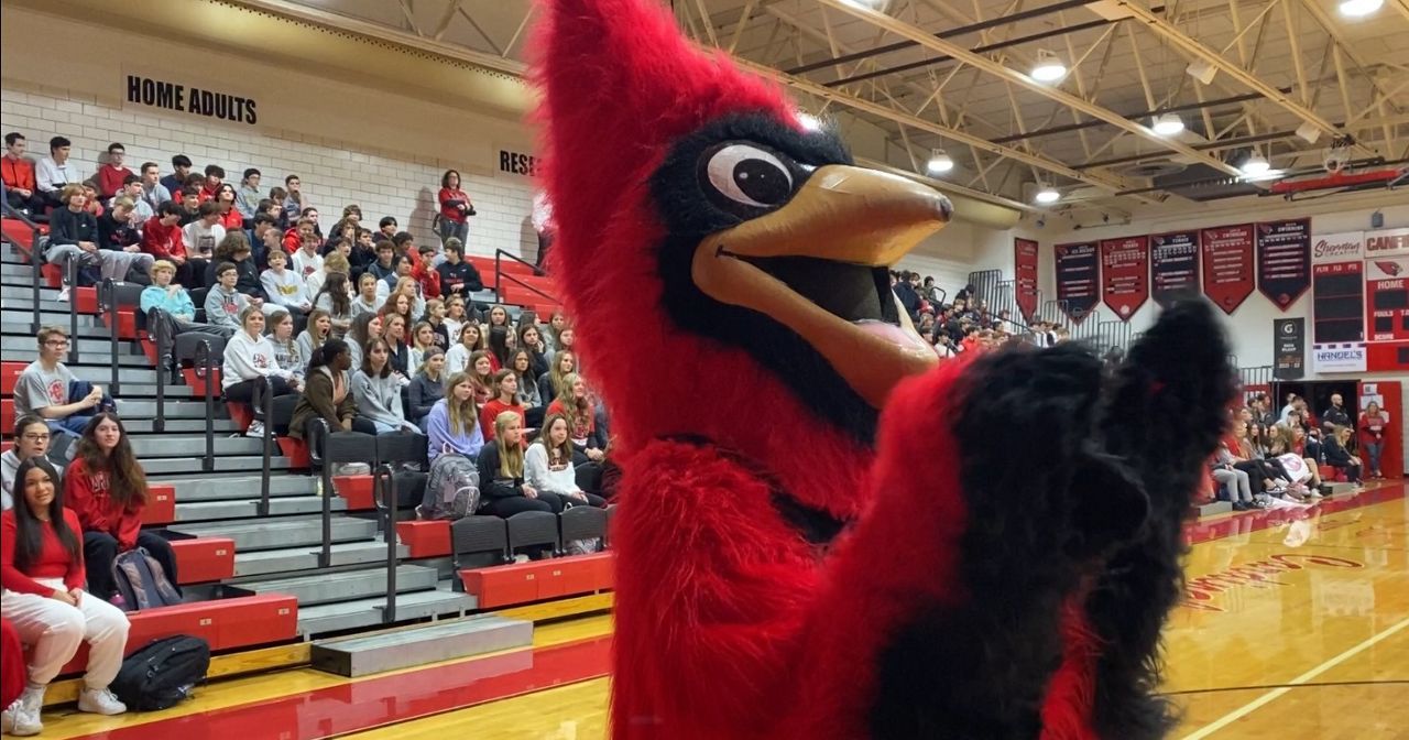 Cardinal Mascot Rallies Canfield High School Fans