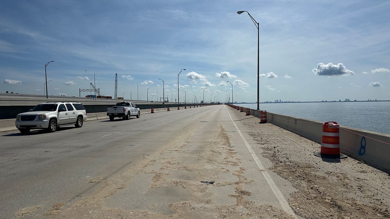 Crews began the process of removing the original Howard Frankland Bridge this week. (Spectrum News)