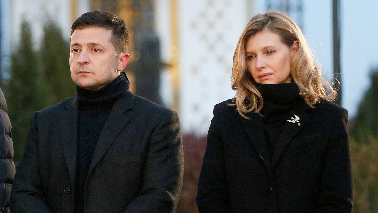 Ukraine President Volodymyr Zelenskyy and his wife, Olena Zelenska (AP Photo/Efrem Lukatsky, File)