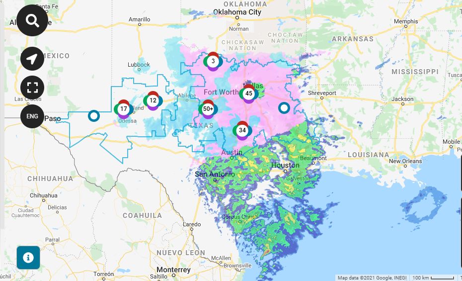 Oncor outages as of January 10, 2020, 12 p.m.