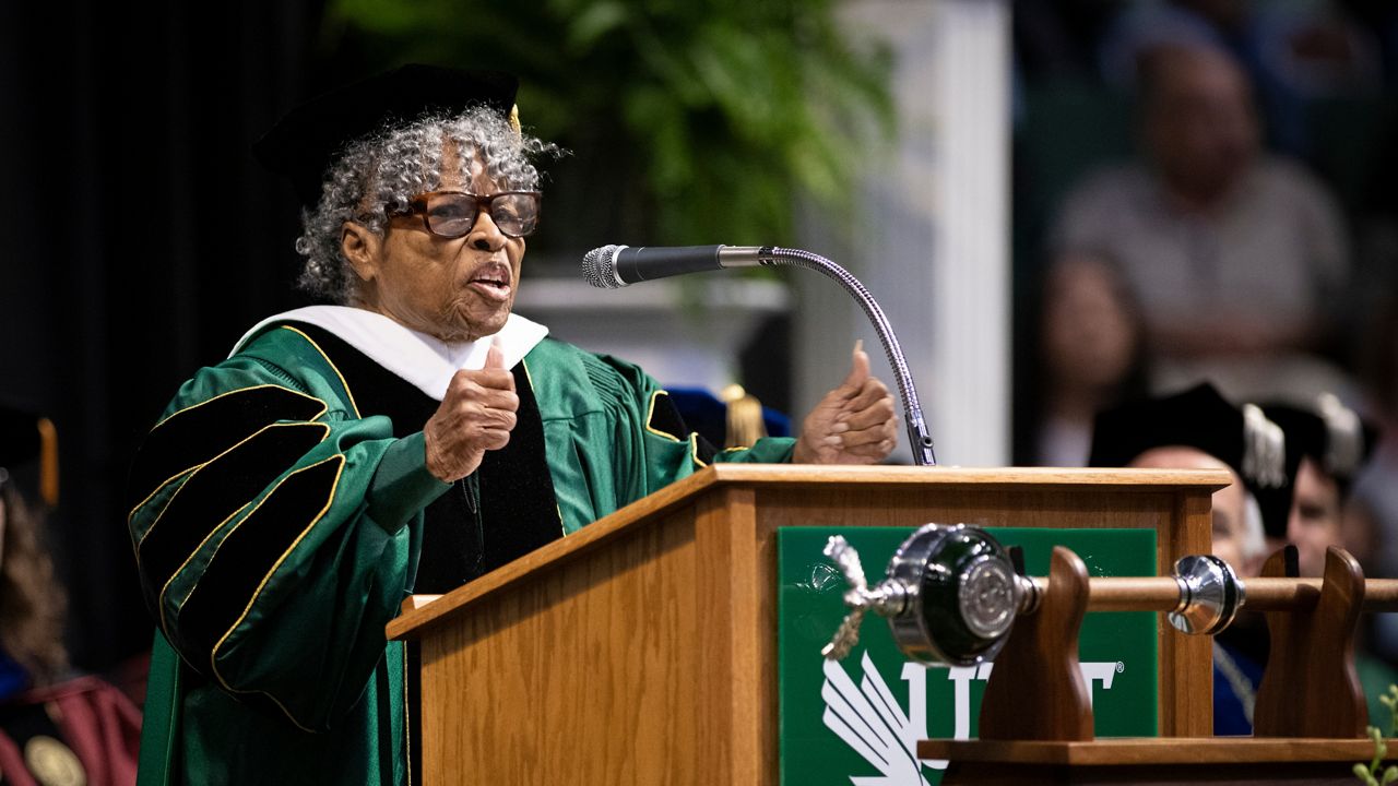 The University of North Texas celebrated Opal Lee ('63 M.Ed.) with an honorary doctoral degree during commencement ceremonies.Photographed on May 14, 2023 (Ahna Hubnik / UNT)