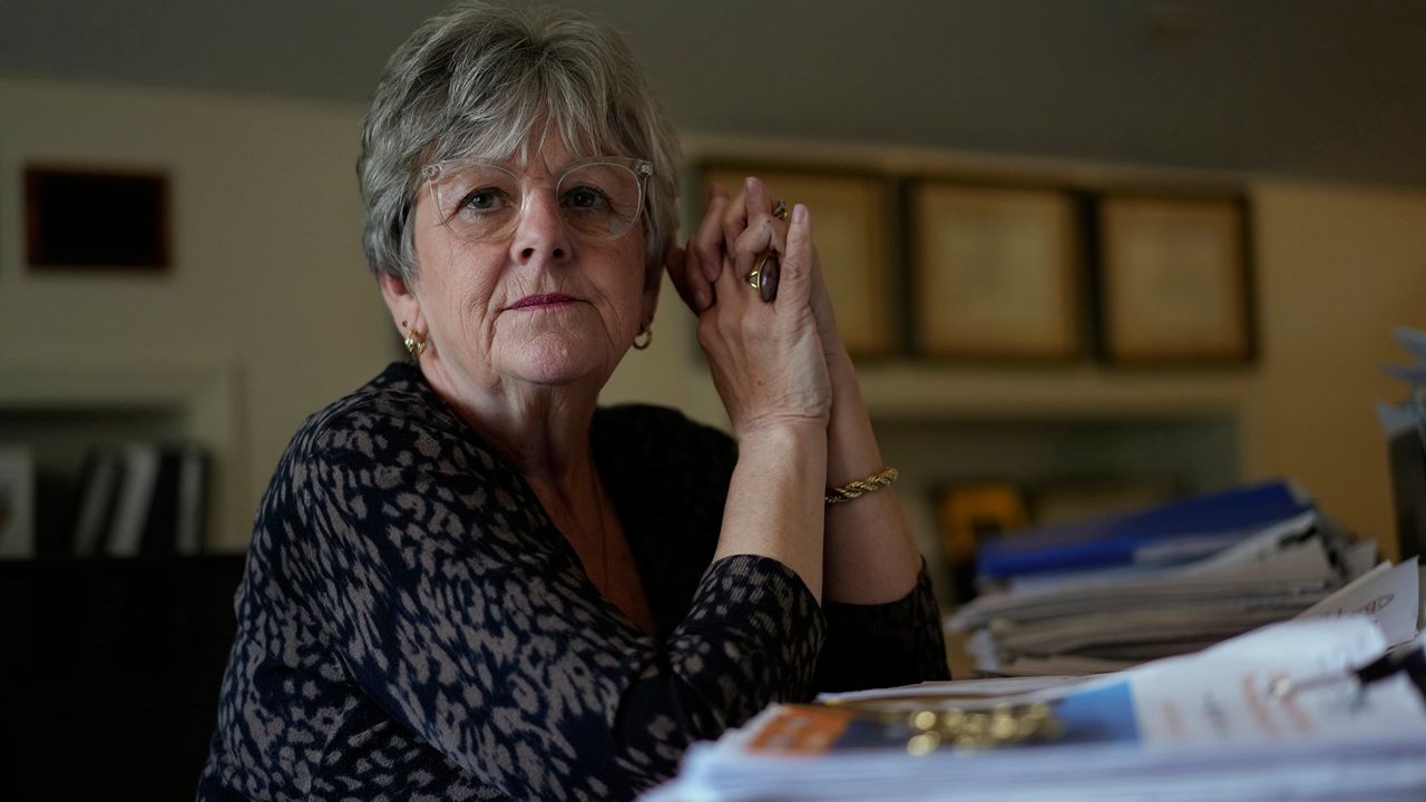 Precia Stuby, Executive Director of Hancock County Alcohol, Drug Addiction & Mental Health Services, is photographed in her office in Findlay, Ohio, Wednesday, Oct. 11, 2023. "People recover in a community," said Precia Stuby. "We have to build recovery-oriented communities that support individuals." (AP Photo/Carolyn Kaster)