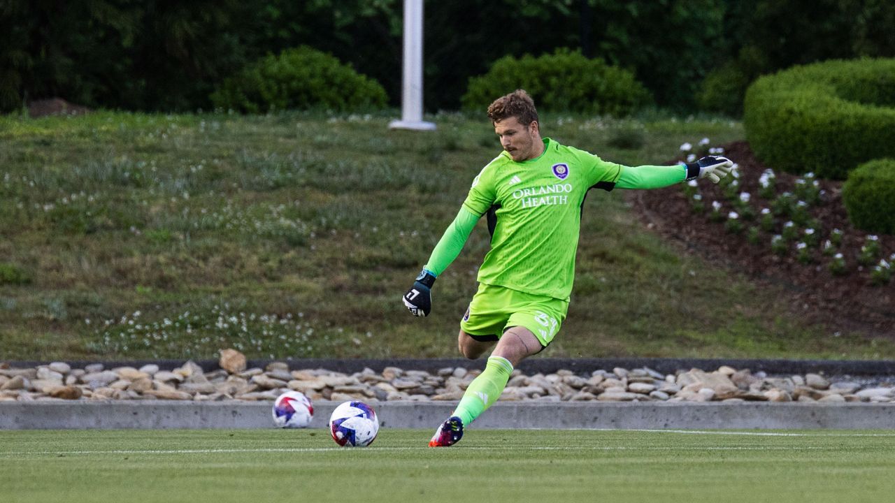 Mason Stajduhar played goalkeeper for Orlando City in their U.S. Open Cup defense and made 3 saves, but 1 goal got by him. (Courtesy Orlando City Soccer Club/Mark Thor)