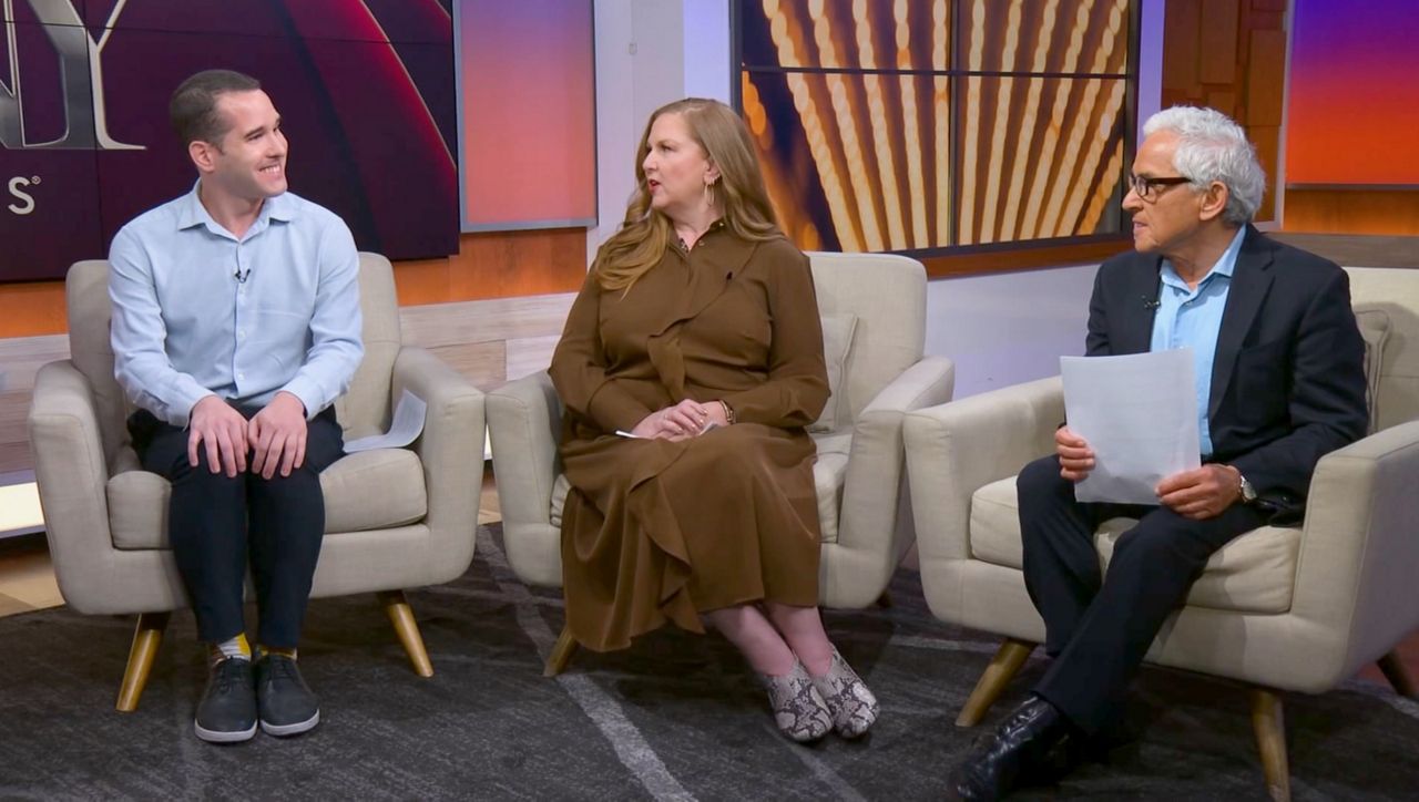 Johnny Oleksinski, Julie James and Patrick Pacheco in the “On Stage” studio. (Spectrum News NY1)