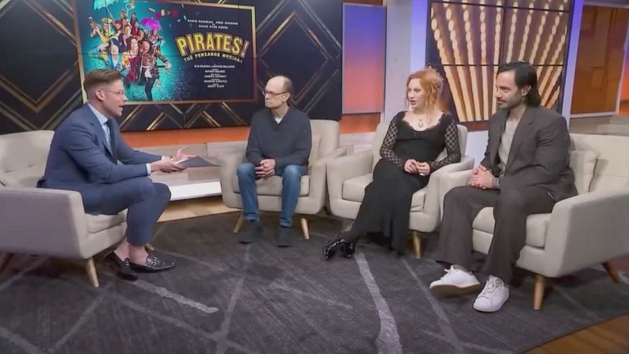 David Hyde Pierce, Jinkx Monsoon and Ramin Karimloo in the “On Stage” studio. (Spectrum News NY1)
