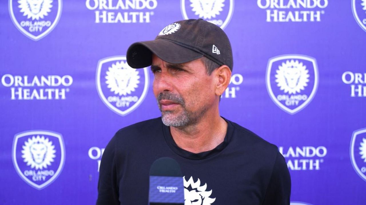 Orlando City coach Oscar Pareja addresses the media in advance of the Lions' Eastern Conference semifinal game against the Columbus Crew on Saturday. (Courtesy of Orlando City Lions)