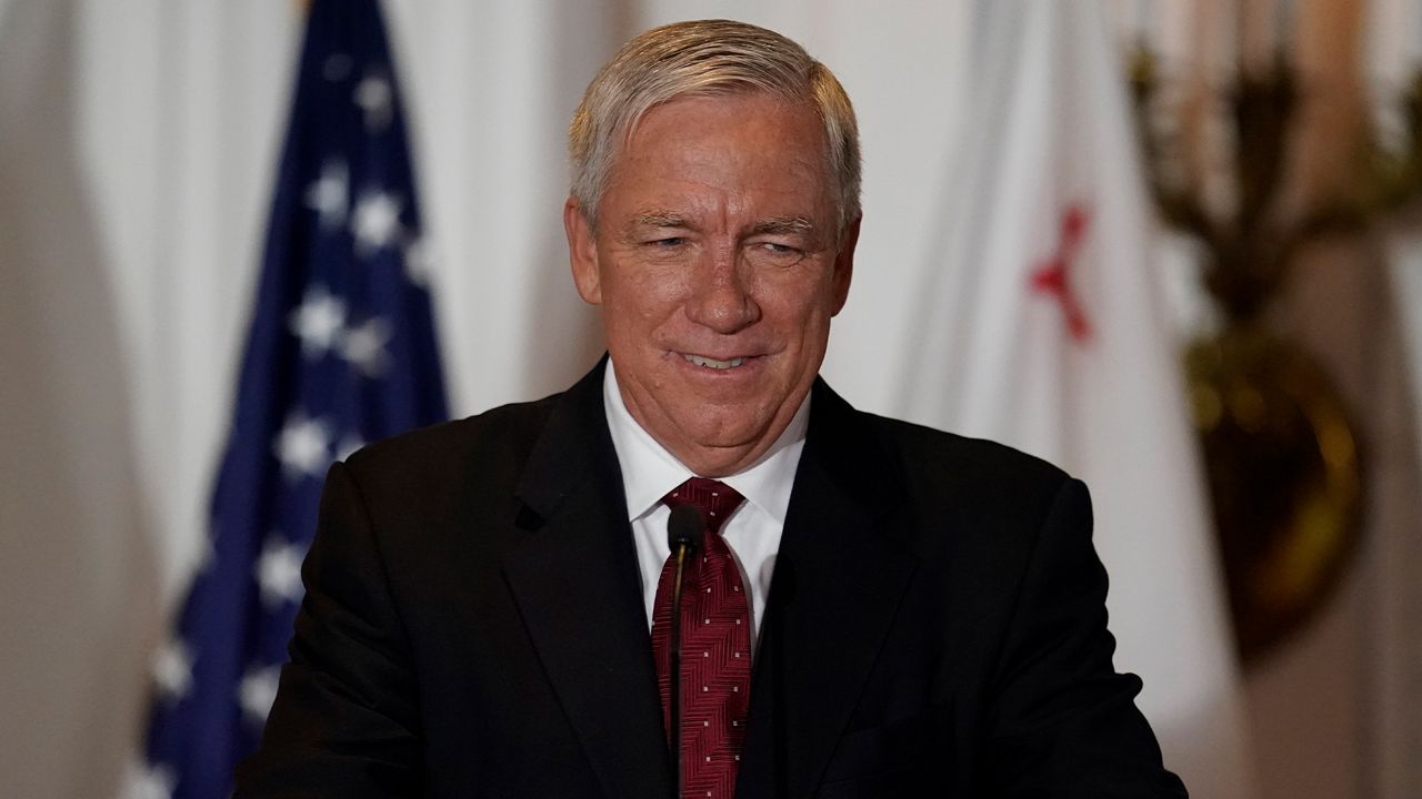 Republican candidate Doug Ose speaks during a debate at the Richard Nixon Presidential Library Wednesday, Aug. 4, 2021, in Yorba Linda, Calif. California Gov. Gavin Newsom faces a Sept. 14 recall election that could remove him from office. (AP Photo/Marcio Jose Sanchez)