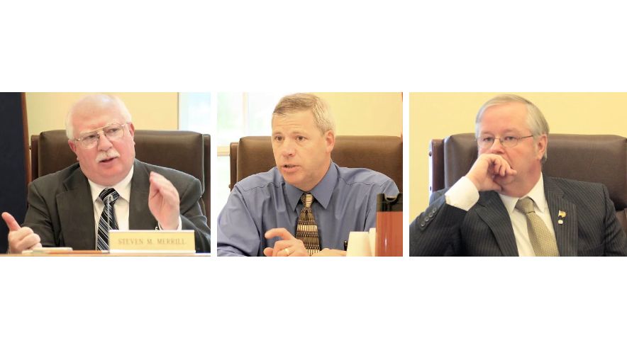 Oxford County Commissioners, from left, Steven Merrill, David Duguay and Timothy Turner. The commission is asking Gov. Janet Mills to remove Sheriff Christopher Wainwright. (Oxford County website)