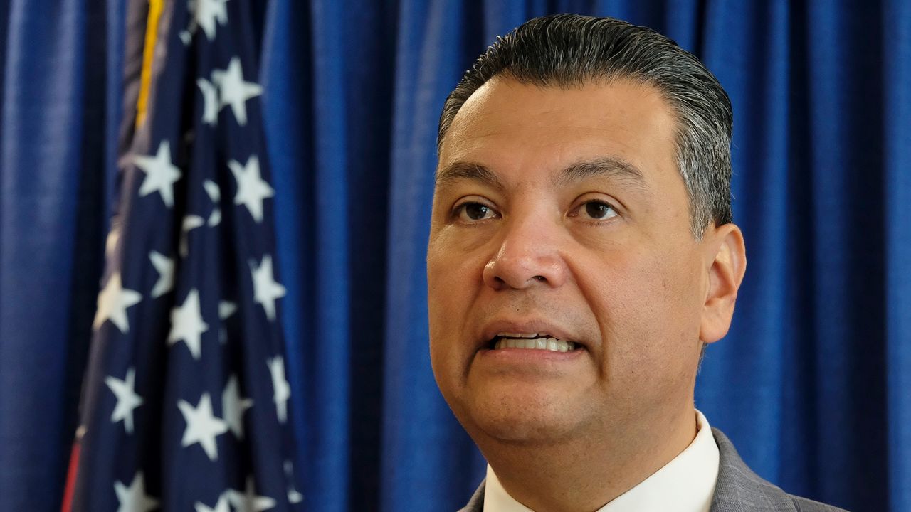 In this Nov. 2, 2018, file photo, California Secretary of State Alex Padilla speaks in San Francisco. (AP/Eric Risberg)