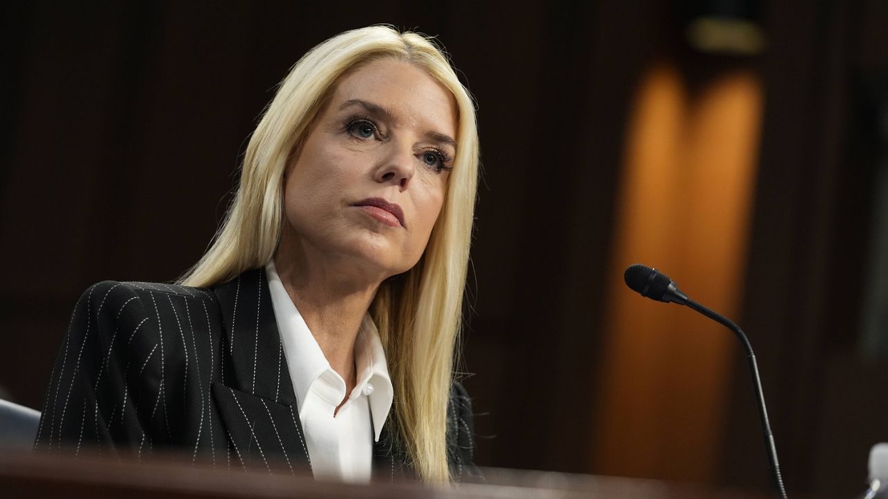 Pam Bondi, President-elect Donald Trump's choice to lead the Justice Department as attorney general, appears before the Senate Judiciary Committee for her confirmation hearing, at the Capitol in Washington, Wednesday, Jan. 15, 2025. (AP Photo/J. Scott Applewhite)