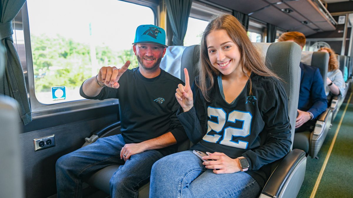 Panthers fans traveling with NC By Train (NCDOT)