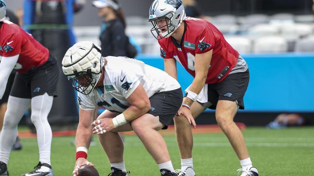 Carolina Panthers players push owner David Tepper for grass field