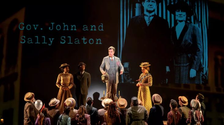 Director Michael Arden’s Tony-winning revival of “Parade” has arrived at the Ahmanson Theatre in sharp form. (Joan Marcus)
