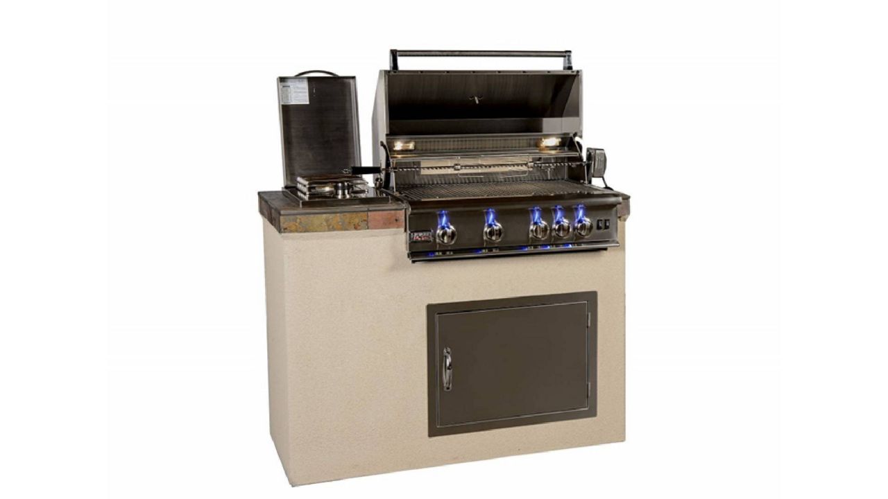 A recalled Paradise Grills GX4 Outdoor Kitchen, shown with grill, access door and optional side burner. (Courtesy of U.S. Consumer Product and Safety Commission)