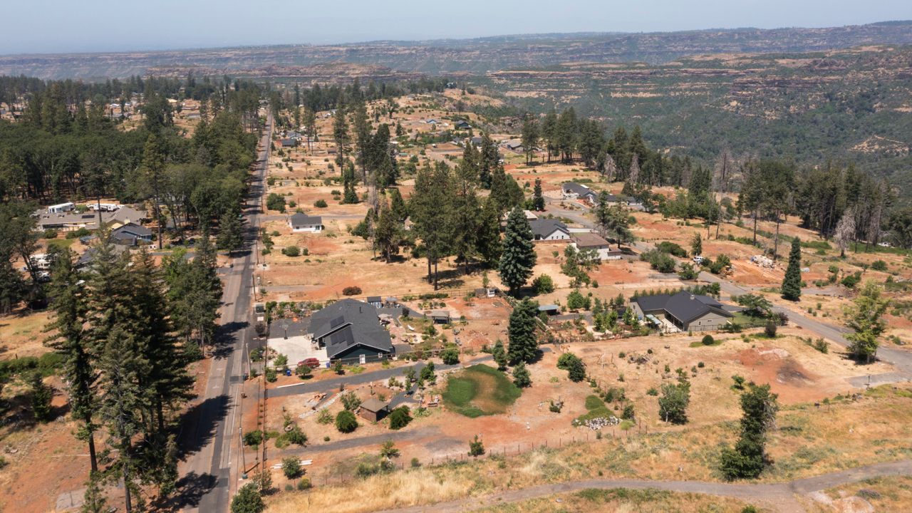 Homes on Wagstaff Road in Paradise, Calif., are shown on June 14, 2024. (AP Photo/Nic Coury)