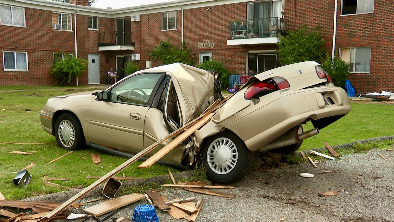 Damage in Parma Heights from Tuesday afternoon's storms. (Spectrum News 1/Cierra Campbell)