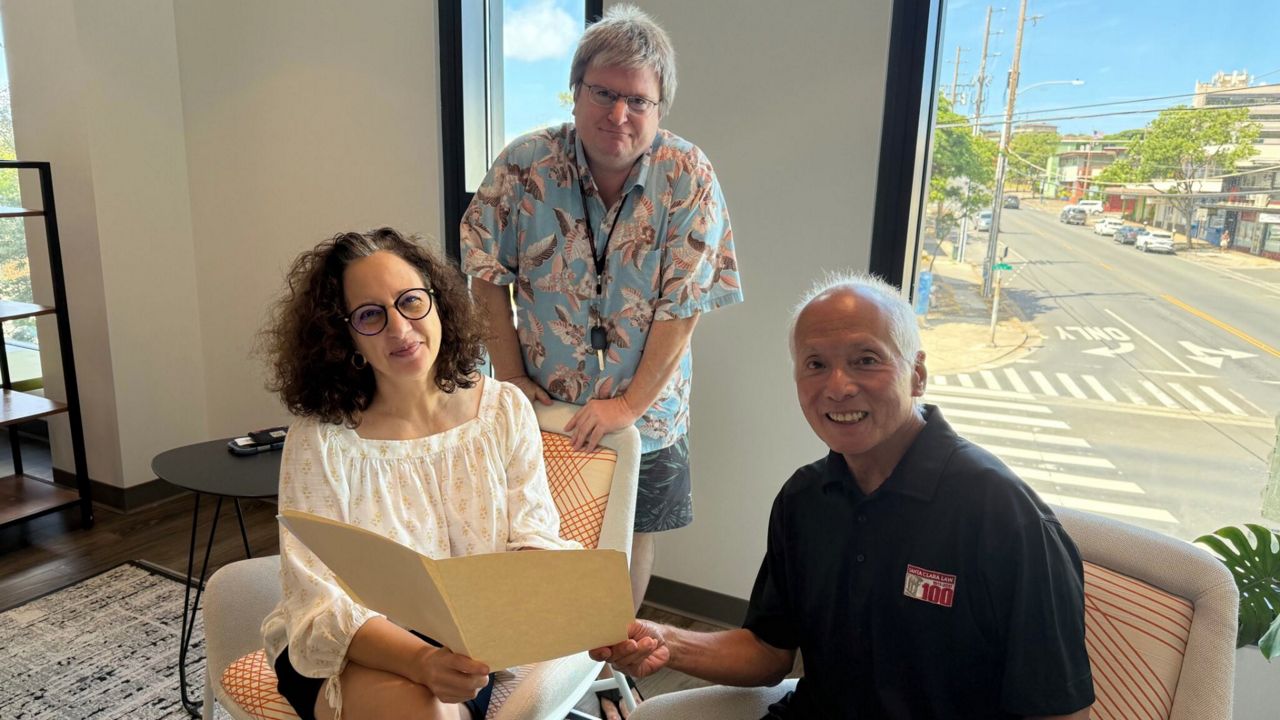 From left, Emily Dresslar, Tony Donnes and Mike Lee all quit the Domestic Violence Action Center last year after they said non-attorney staff were interfering in their cases. Dresslar is seeking funding to start providing low-cost legal services for her domestic violence victims through her nonprofit, Women’s Law Center of Hawaiʻi. (Honolulu Civil Beat/Madeleine Valera)