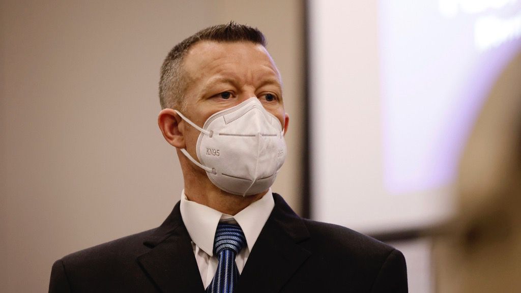 Paul Flores listens during his murder trial in Monterey County Superior Court in Salinas, Calif., on July 18, 2022. (Daniel Dreifuss/Monterey County Weekly via AP, Pool, File)