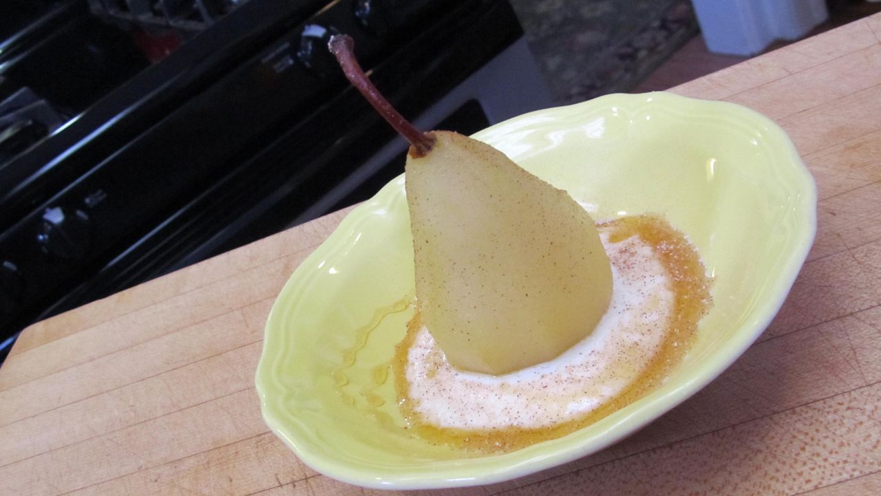 Pears Poached in Mead