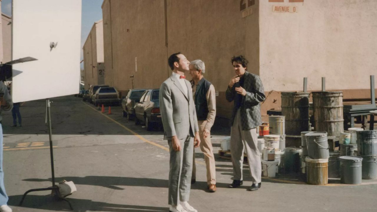 Paul Reubens on the Warner Bros. lot during the filming of “Pee-wee’s Big Adventure.” The performer and his life are explored in HBO’s “Pee-wee as Himself.”(HBO / Pee-wee Herman Productions Inc.)