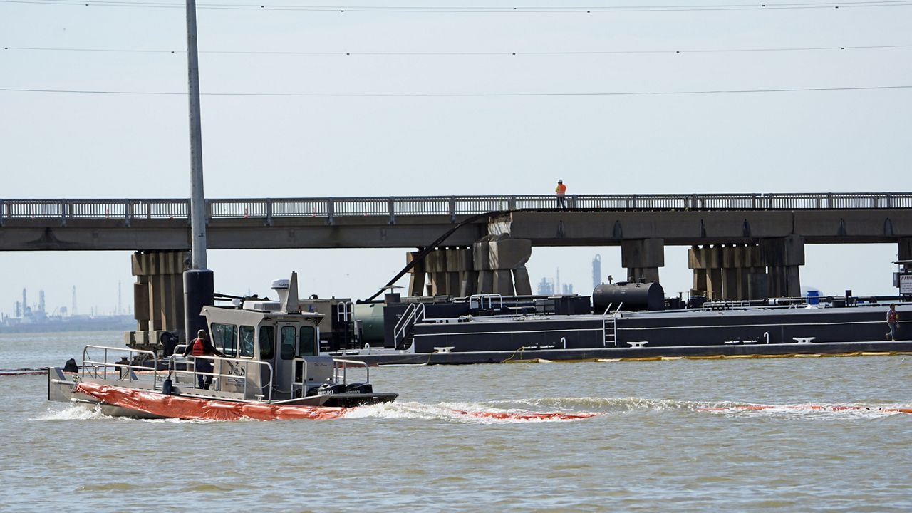 Barge hits a bridge in Galveston damaging the structure