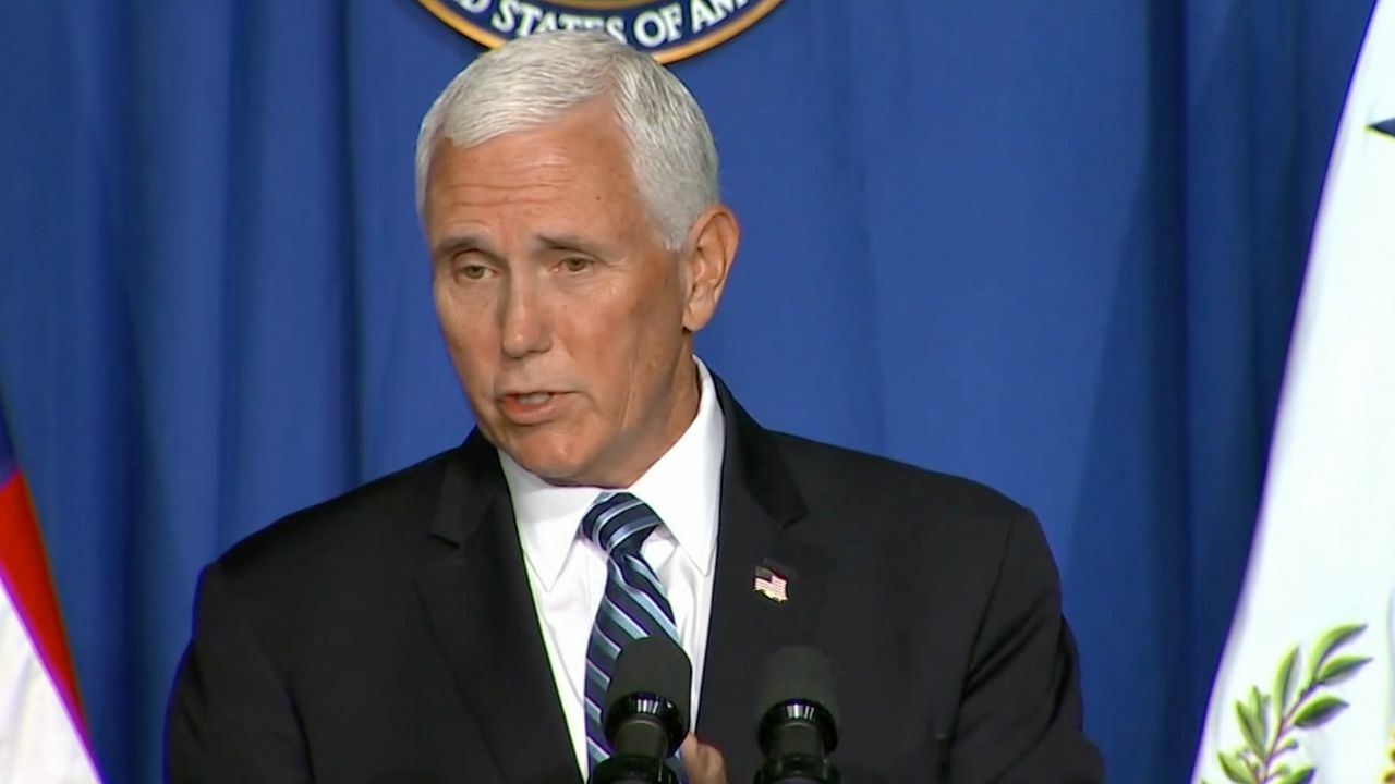 Vice President Mike Pence at the Coronavirus Task Force briefing. (Spectrum News)