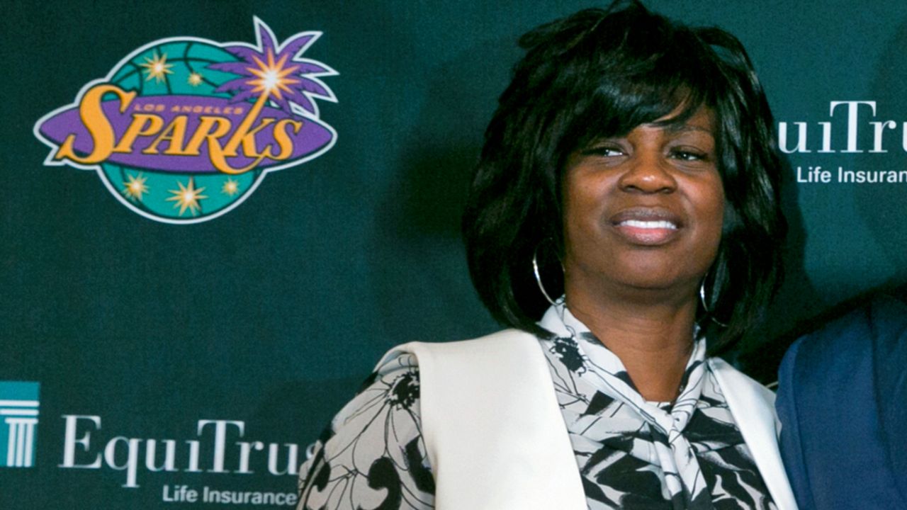In this Dec. 7, 2018, file photo, Los Angeles Sparks executive vice president and general manager Penny Toler poses during a WNBA basketball news conference in Los Angeles. (AP Photo/Damian Dovarganes, File)
