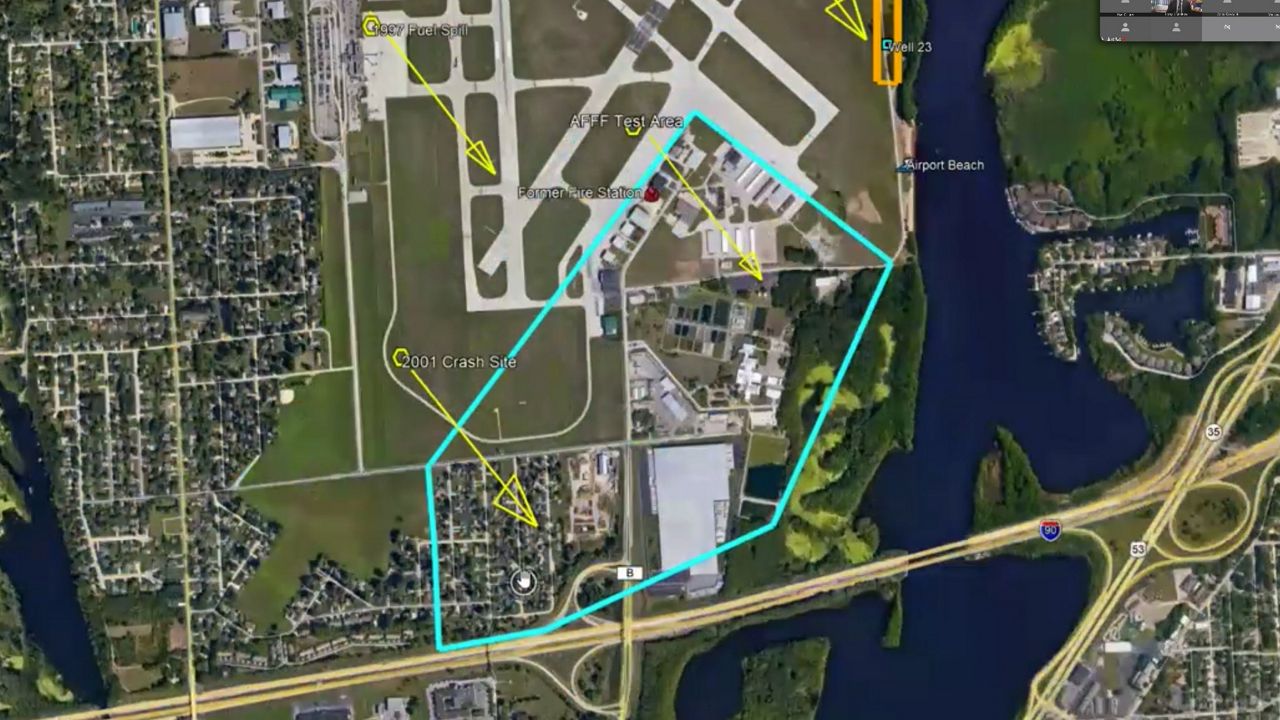 An environmental consulting firm working with the City of La Crosse showed reporters Tuesday where the possible contamination could have spread from the airport. (Courtesy: The OS Group.)