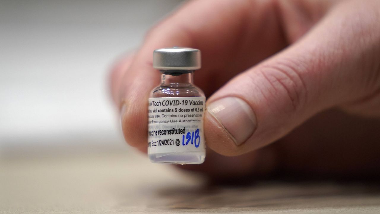 A vial of the Pfizer-BioNTech COVID-19 vaccine (AP Photo, File)