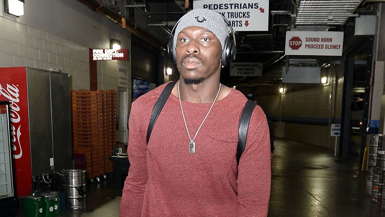 In this Oct. 25, 2015 file photo, Atlanta Falcons defensive back Phillip Adams arrives for a game against the Tennessee Titans in Nashville, Tenn. (AP Photo/Mark Zaleski, File)