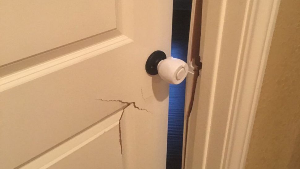A door is broken in a Leon Valley, Texas, home following a police raid on November 14, 2018, a lawsuit states. (Copo Strategies)