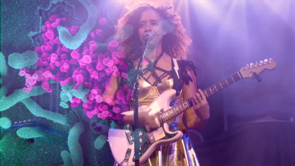 Guitarist Jackie Venson performs in this image from April 2020. (Tara Petitt/Spectrum News)